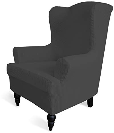 Easy-Going Funda elástica para sofá de 1 Pieza, Protector de Muebles, Suave con Parte Inferior elástica, Elastano, Jacquard a Cuadros pequeños, Color Gris Oscuro
