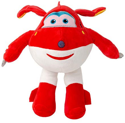 Super Wings 26 cm Flugzeug Plüschfiguren Kuscheltiere zum Sammeln , Spielen und Knuddeln, Jett, Jerome, Dizzy oder Donnie für Mädchen und Jungen (Jett, rot