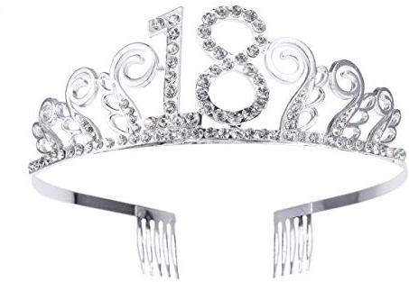 Beaupretty Couronne De Diadème 18 Ans Avec Strass Peigne Accessoire Cheveux Fille Anniversaire Tiara Ondulée Argentée Pour Fête Bal
