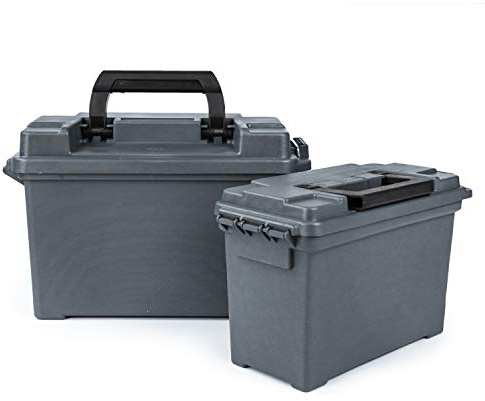 GUGULUZA Caja de Municion de plástico Hermética Ammo Box, Combo de 2, Gris