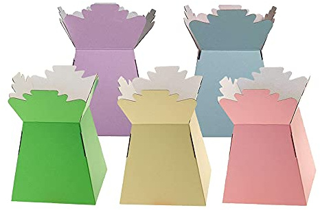 Floralcraft Pastel Assorted Hand-Tied Living Vase Florist Bouquet Box, Presentation/Transporter Box/Flower Plant Aqua Boxes, (Pack of 10)
