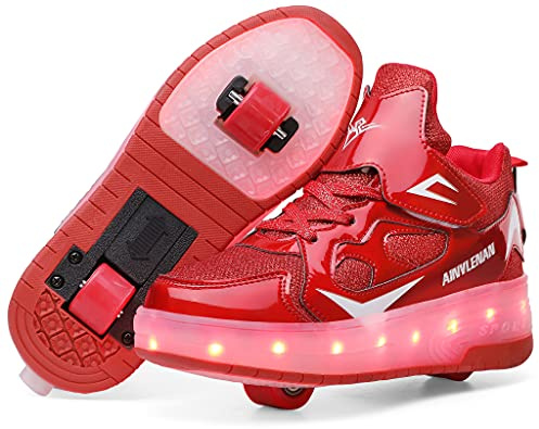 HOSIMY Chaussures à roulettes LED Lumières Clignotante Patins à roulettes pour Unisexe Enfants Retractable Basket a Roulette,Mode Skateboard Roller Garçons Fille Amie Creative Cadeau