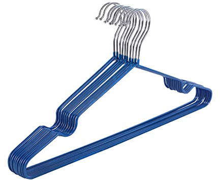 10 perchas de metal con revestimiento de goma de alta calidad, resistentes, organizador de ahorro de espacio, para armarios, rieles de abrigo, color azul