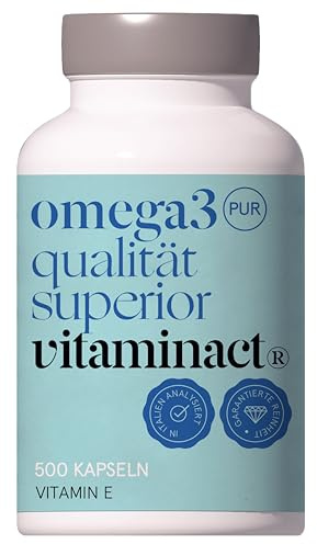 Omega 3-500 Capsule - 2000mg Di Olio Di Pesce Purissimo per Dose In Forma Trigliceride (TG) Per Un Assorbimento Del 70% In Più - 600mg di EPA e DHA per Dose – Con Vitamina E