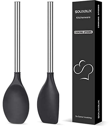 2 Stück Silikonspatel-Set, BPA-frei, hitzebeständig, mit Edelstahlgriff, zum Kochen, Backen und Mischen