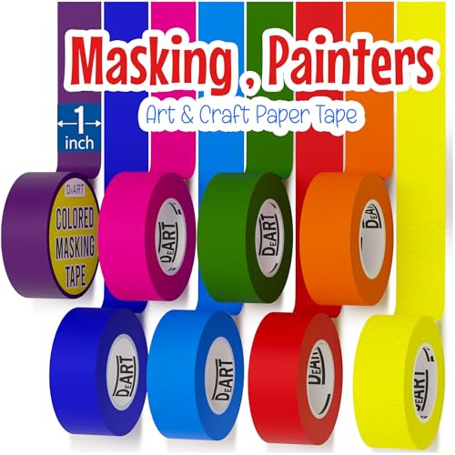 DEART 8X Colored Masking Tape, 33 Ft x 1 inch Colored Painters Tape
