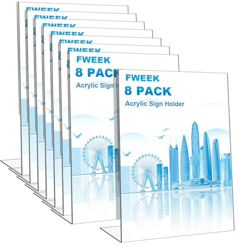 FWEEK 8 Stück Aufsteller A4, Tischaufsteller A4, Schräg L-Acryl Tischaufsteller, Acryl-Papier-Schilderhalter für Fotos, Cafés, Restaurants, Ausstellungen, Büros, Werbeaktionen, Dokumente