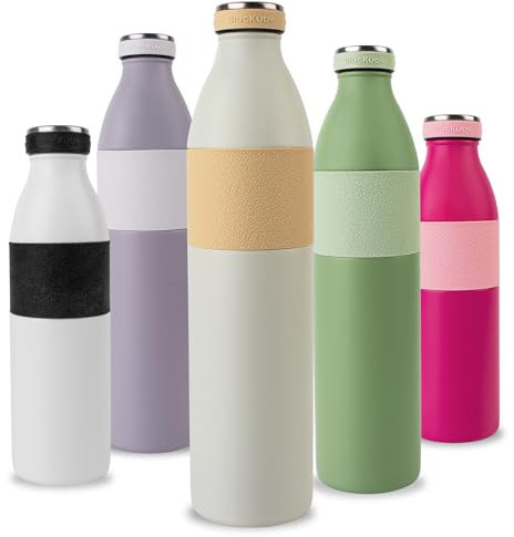 Blackube Thermosflasche 1L Mit rutschfestem Silikonring | Edelstahl Trinkflasche BPA-Frei, Auslaufsicher| Thermoskanne - für Sport, Schule, Fitness, Outdoor, Camping