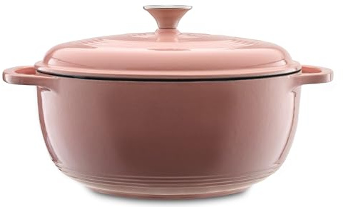 Mercer Culinary Enameled Cast Iron Round Dutch Oven, 6 qt., Pink