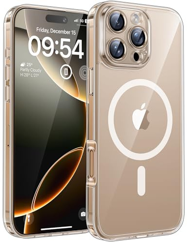 TOCOL Coque Magnétique pour iPhone 16 Pro 6,3 Pouces, Compatible avec MagSafe, Pas Facile à Jaunir, Protection de l'objectif améliorée, Fine Antichoc, Transparent