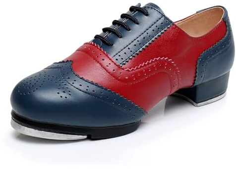Zapatos de Claqué de Cuero Zapatos de Tap para Mujer Hombre Zapatos clásicos de moda con cordones zapatos de baile transpirables ,Zapatos de baile ligeros y cómodos,para actuaciones en equipo
