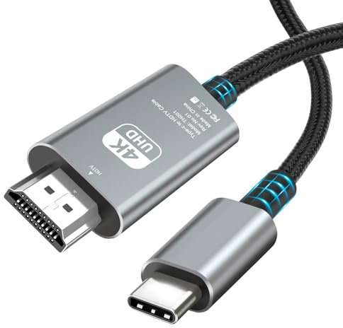 AXFEE Cable USB C a HDMI 4K 2M, Tipo C a HDMI, [Nylon trenzado, Aluminio], Compatible con televisores 4K,iPhone 15,proyectores,consolas de videojuegos (Xbox,Playstation),iPad Pro y más