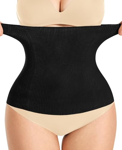 YERKOAD Waist Trainer for Women Corset Shapewear Tummy Control Faja Body Shaper Seamless Waist Cincher Postpartum Belly Band(Large,Black)