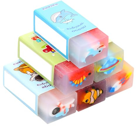 Rubber Eraser Plastic Pencil Erasers 6Pcs Soft Cute Colorful Erase for Artist School Office Paintings