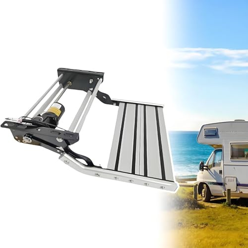 Hopfällbara manuella elektriska steg, husbilstrappsteg, 200 kg lastkapacitet, med LED-ljus, för husbil, husvagn, husvagn Electric-Single-layer