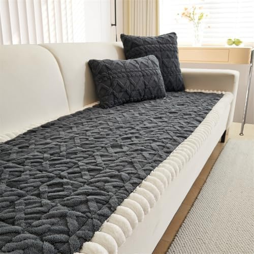 FASCINATDECO Sofa Covers 1 2 3 4 Seater Non Slip Sofa Slipcovers Super Soft Fluffy & Cozy Jacquard Tufted Sofa Cushion Covers Pet Couch Covers Sofa Protectors from Pets/Kids/Dogs (Grey, 70x180cm)