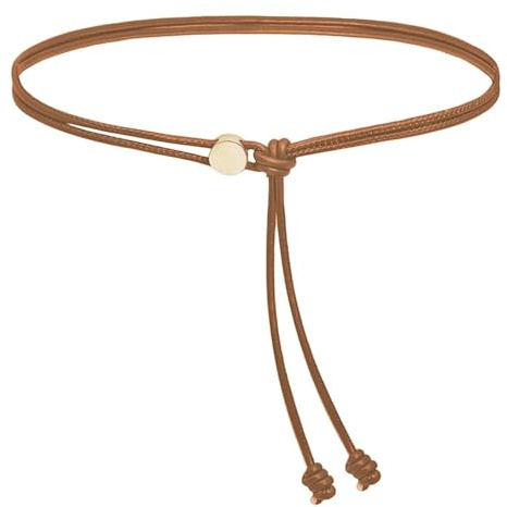 IGXX Cinturón Fino de Cuero PU con Nudo para Mujer, Cinturones Ajustables para Vestidos, Cinturón Marrón de Mujer