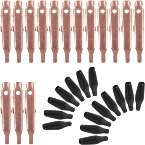 Garneck 15 Pezzi a Coccodrillo in Rame Autentico, Clip a Artiglio Piatta Mini per Test Elettrici e Lavori Artigianali, Compatti con Ganasce Levigate per Uso Colore Casuale