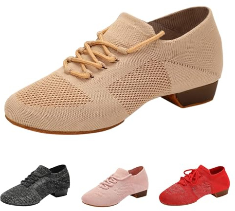 Fritidsskor dam sommar – dansskor dam platt klack av nättyg sportskor fashionabla sneakers ventilerande damskor bekväma joggingbyxor med blockklack löparskor