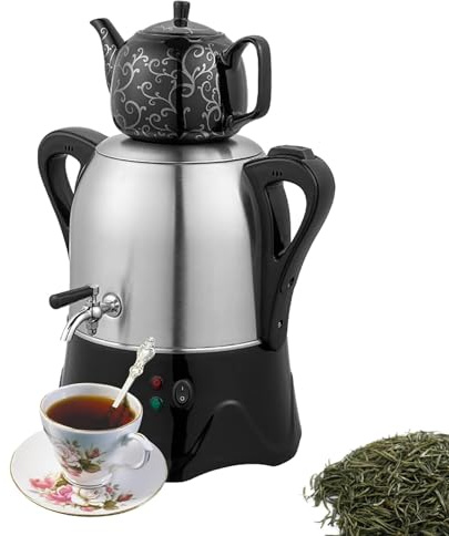 2000w Elektrisk Turkisk Tebryggare, 3l Tekanna I Rostfritt Stål, 1l Keramisk Tekanna, Elektrisk Samovar, Med Varmhållningsfunktion, För Kaffe, Doftande Te, Turkiskt Te #1