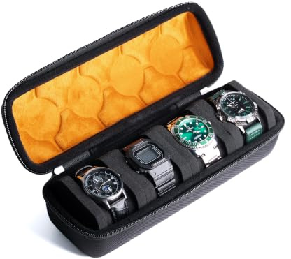 AUKURA 4 slots watch case for travel and storage, hard Watch Roll Organizer holder
