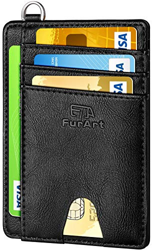 FurArt Slim Minimalist Wallet, Front Pocket Wallets, RFID Blocking, Credit Card Holder for Men-Black