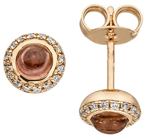 Jobo Damen-Ohrstecker aus 14 Karat 585 Rosegold mit Turmalin und 32 Diamanten