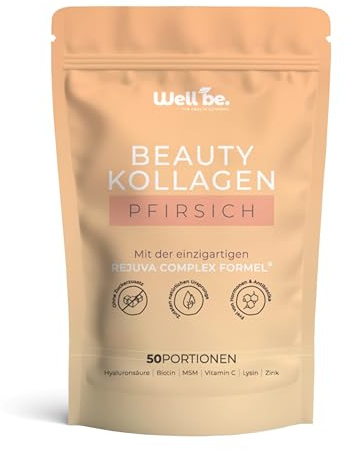 Wellbe Kollagen Pulver hochdosiert - mit maximal bioaktivem Kollagen Hydrolysat, Biotin, Zink, Vitamin C & Hyaluron - Collagen Pulver - Kollagenpulver Peptide Made in Germany 1 x 250g