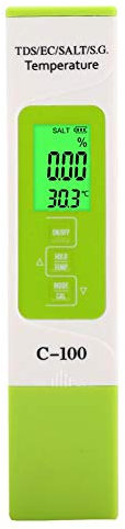 C-100 5 in 1 Wasserqualitätstester, TDS/EC/SALZ/S.G/TEMP Digitaler Wasserqualität Monitor Tester, Multifunktions-Wasserqualitätsdetektor-Teststift mit Hintergrundbeleuchtung, Einweihungsgeschenk