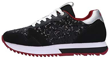 SUN68 Art. Z40224 Sneaker Donna Nero Argento con Paillettes (Numeric_38)