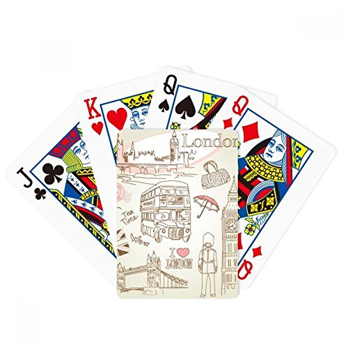 I Love London Britain Big Ben Bus Poker Juego de cartas mágicas