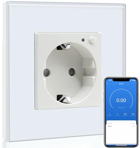 BSEED WLAN Smart Steckdose 16A mit Strommessung,1 Fach Intelligente Steckdose mit Verbrauchsmessung und Energiekosten-Messer,arbeitet mit Amazon Alexa,Google Home,Timerfunktion Weiß