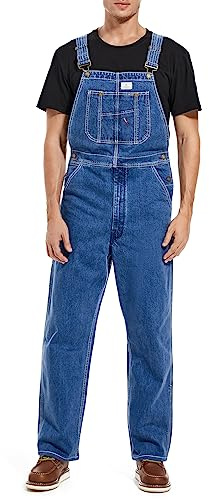 HISEA Men's Denim Bib Overalls, Men's Overalls Workwear with Adjustable Straps and Convenient Tool Pockets