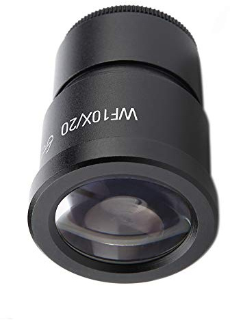 Stereo Microscope Eyepiece 10x Magnification 20mm Wide Field Optical Glass Metal for Biology Lab Education with Clear View Black Finish