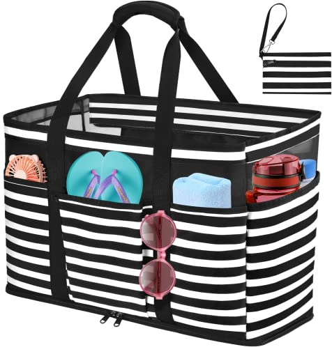 JUYANO Große Strandtasche mit Reißverschluss Wasserdicht Badetasche XXL Familie Reisetasche Beach Tote Bag Shopper Damen für Strand Pool Fitnessstudio Reisen 45L