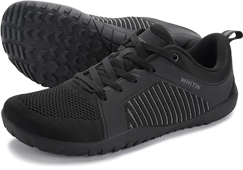 WHITIN Men's Wide Barefoot Minimalist Shoes Zero Drop Trail Running Sneaker Cross Training Minimus Weightlifting Walking Sport Gym Male All Black 43