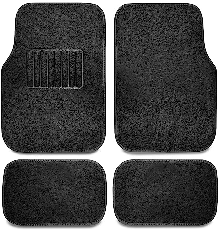 TIENDA EURASIA - Alfombrillas de Suelo para Coche, 4 Unidades, Delanteras 43x63cm + Traseras 43x23cm, Universales, Antideslizantes, Color Negro