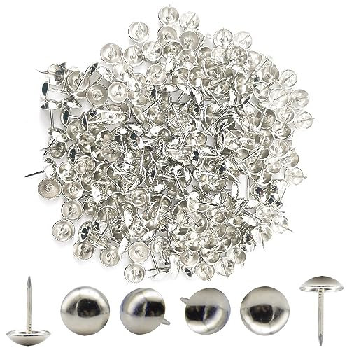 Hocansen 200 Stück Polsternägel 11x17mm Möbel Reißnägel Runder Großköpfiger Heftzwecken für Sofa, Möbel, Markierung (Silber)