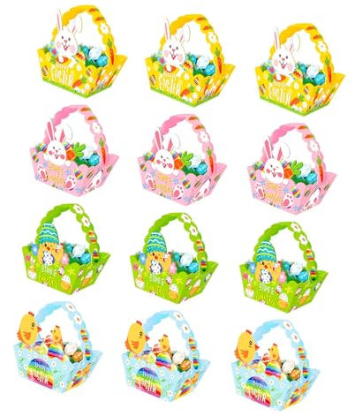 #N/A/a 12x Cestas de Pascua Bolsas de Regalo Mini Cestas de Huevos de Pascua para Parejas Niñas Mujeres
