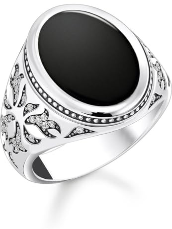 THOMAS SABO Herren-Siegelring mit schwarzem Onyx Silber TR2454-641-11-60 Ringgröße 60/19,1