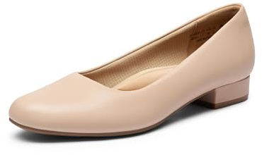 DREAM PAIRS Pumpar för kvinnor, låga tjocka stängda tåklackar för kvinnor, bekväma lediga slip-on finskor för bröllop, arbete, kontor, fest, SDPU2461W