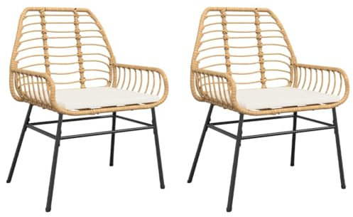 vidaXL Gartenstühle 2 STK., Gartenstuhl mit Kissen, Gartensessel Stuhl für Garten Balkon Terrasse, Sessel Stuhlset Gartenmöbel, Braun Poly Rattan