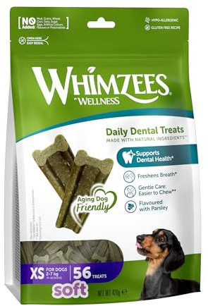 WHIMZEES Stix Soft XS, 56 Pezzi – Taglia XS, Snack per Cani Anziani di Taglia Molto Piccola, Naturali & Senza Cereali, Vegetariane, Senza Zuccheri Aggiunti