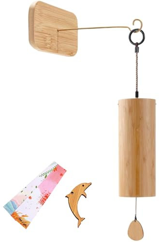 HEYOUTH Campana De Viento,carrillon de Viento Exterior De Bambú,Campanillas De Viento, Artesanía, Jardín Al Aire Libre, Patio, Decoración del Hogar, Meditación Zen,para un Ambiente Sereno (Nieve)
