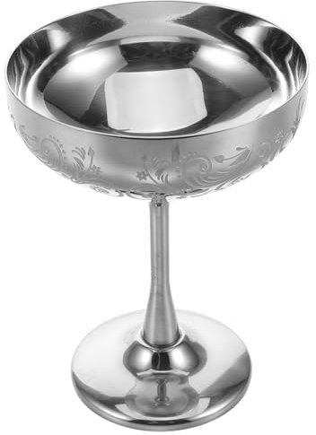 UKCOCO Coppa Da Vino in Piede Design Floreale Tazza Per Dessert e Bevande Realizzata in Acciaio Inossidabile Capacità Per Uso Domestico e Bar