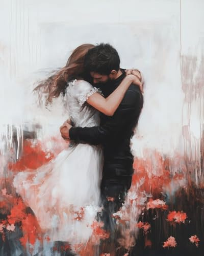 WANMIU Peinture par Numero Adulte DIY Peinture à l'huile Numéros Couple amoureux s'embrassant Toile Paint by Numbers Peindre par Nombre Kits sans Cadre 40x50cm