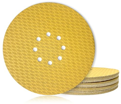 GEOGIEEW 40 pezzi Dischi Abrasivi 225mm 8 Fori Grana 40/60/80/100/120/150/180/240 Rotondi di Carta Vetrata per Levigatrici a Collo Lungo Smerigliatrici per Cartongesso Parete e Levigatrice a Soffitto