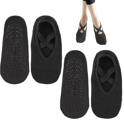 Unikeen 2 Paires De Chaussettes Pilates Chaussettes De Yoga Chaussettes Antidérapantes Pour Femmes Et Filles Taille Unique Chaussettes Antidérapantes Pour Yoga Pilates Barre Danse Fitness (Noir)