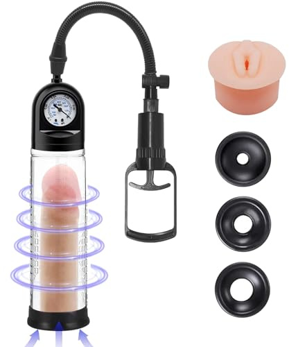Hlimind Pompe del pene - Pompa di vuoto e aria per l'ingrandimento del pene, ingrandimento manuale, giocattoli erotici per l'esercizio della funzione erettile maschile (Modle-D)