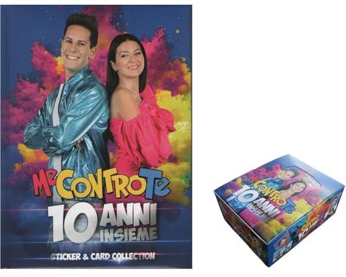 Album figurine Me Contro Te 10 anni insieme 2025 + pacco 40 bustine da 5 figurine + portachiave pailettes